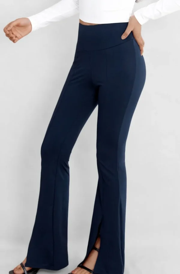 MIXED BRANDS - Flare pant with slit 7464 - Marine Fashion