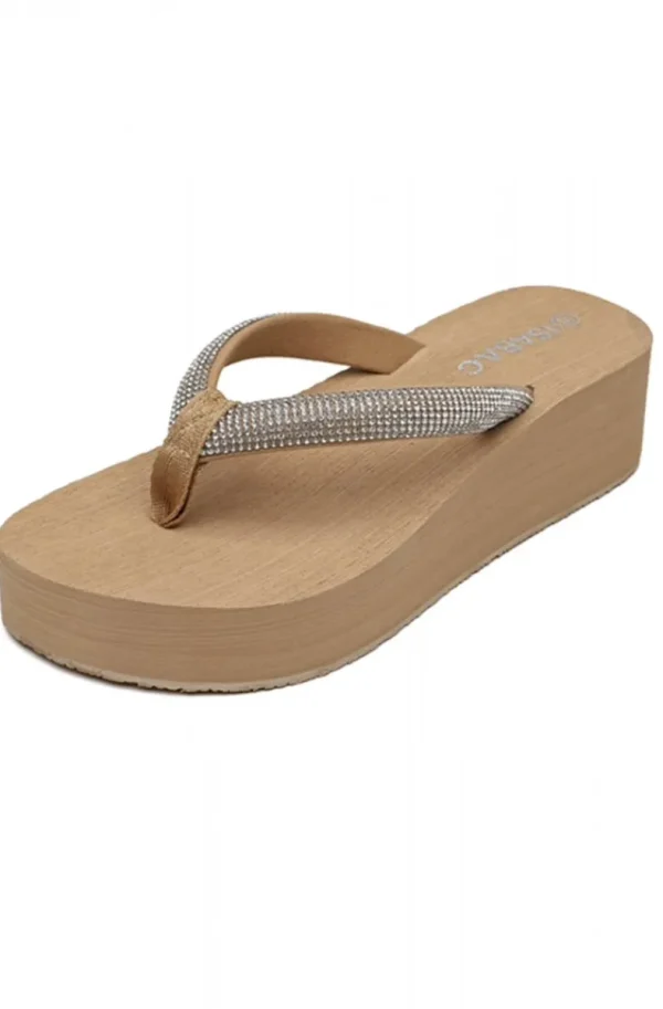 MIXED BRANDS - Flipflops platform 2508 stones - Khaki Best