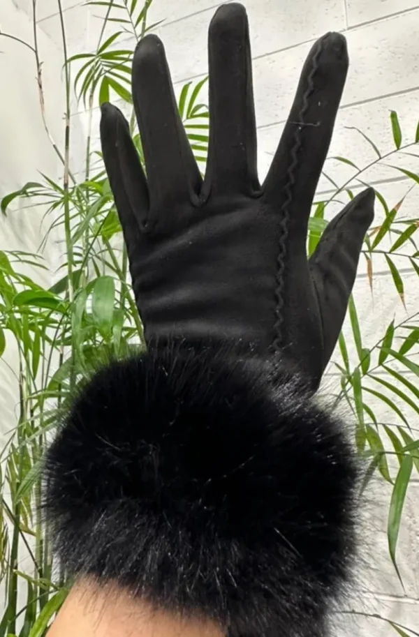 MIXED BRANDS - Glove with fake fur BX23 - Black Discount