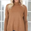 MIXED BRANDS - Halvpolo knitted sweater 6103 - Camel Online