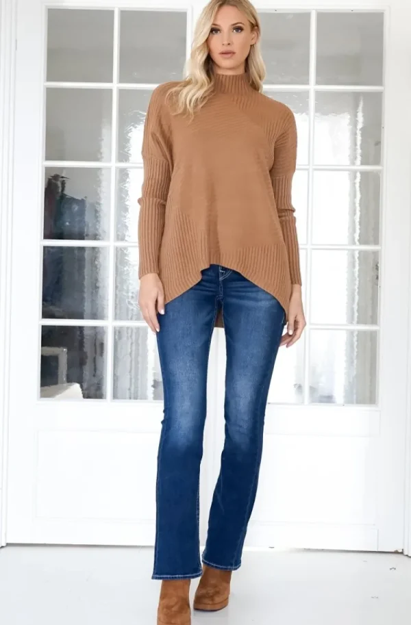 MIXED BRANDS - Halvpolo knitted sweater 6103 - Camel Online