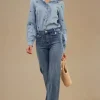 MIXED BRANDS - Jeans Wide leg with pockets H3529 - Blue Discount