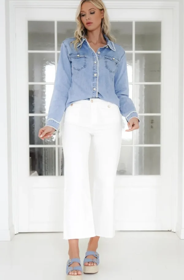 MIXED BRANDS - Jeans Wide leg with pockets H3529 - White Online