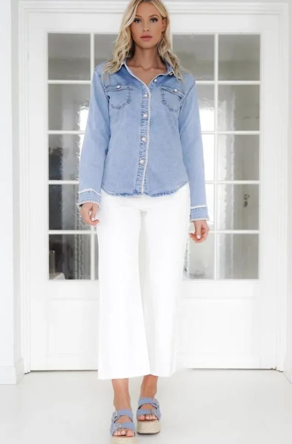 MIXED BRANDS - Jeans Wide leg with pockets H3529 - White Online