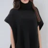 MIXED BRANDS - Kid Mohair (80%) Rollneck Poncho Sweater - Black Online