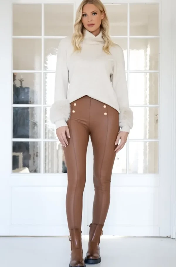 MIXED BRANDS - Legging seamless with buttons 212 - Camel Discount