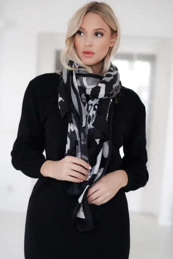 MIXED BRANDS - Leo/Zebra Scarf Q02 - Black White Fashion