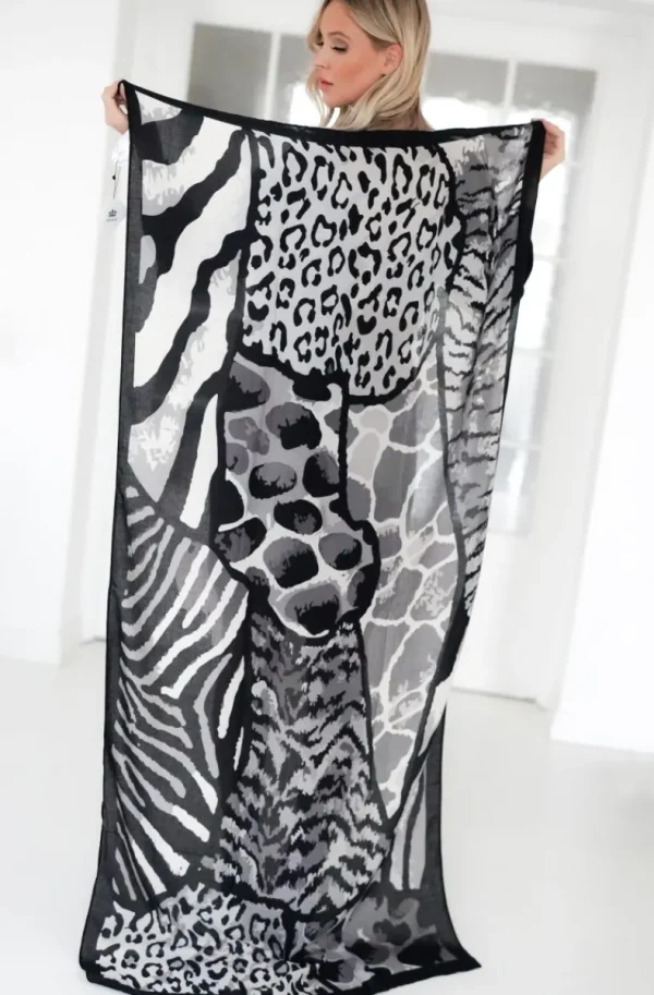 MIXED BRANDS - Leo/Zebra Scarf Q02 - Black White Fashion