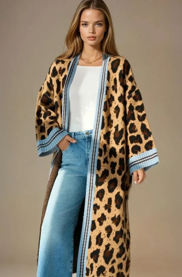 MIXED BRANDS - Long Leo Cardigan 13643 - Camel Blue Online