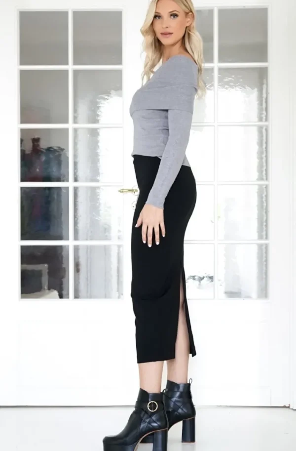 MIXED BRANDS - Long Pencil Skirt - Black Hot