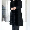 MIXED BRANDS - Long Puffer Coat with Faux fur trim 23069 - Black Clearance