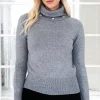 MIXED BRANDS - Long sleeve Wool Mix Rollneck with buttons 3036 - Grey Clearance