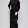 MIXED BRANDS - Maxi dress Sequins 23319 - Black Outlet