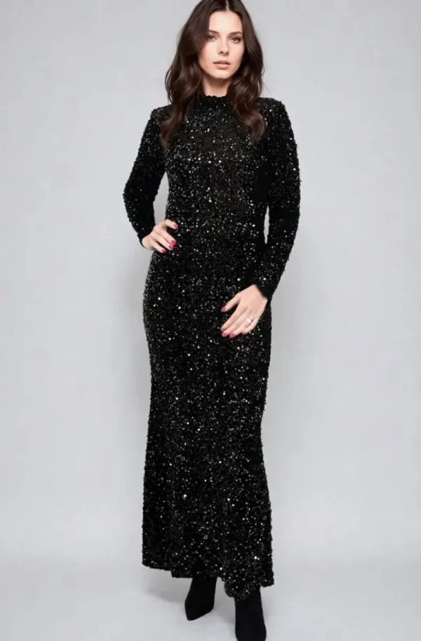 MIXED BRANDS - Maxi dress Sequins 23319 - Black Outlet