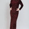 MIXED BRANDS - Maxi dress Sequins 23319 - Bordeaux Hot