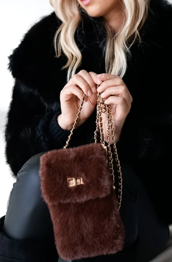 MIXED BRANDS - Mobile Bag Faux Fur 0808 - Brown Hot