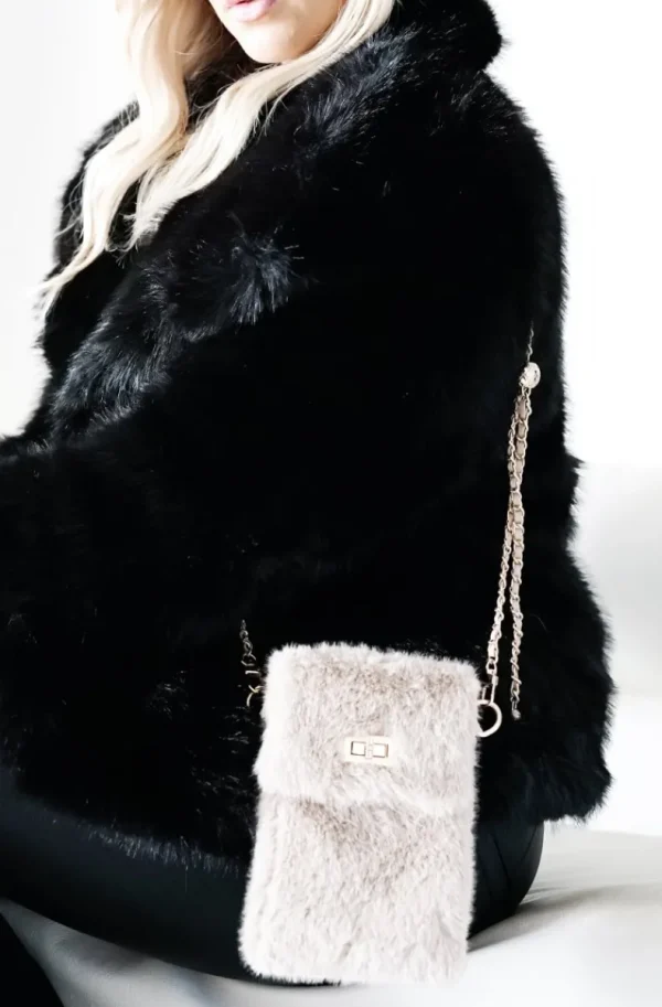 MIXED BRANDS - Mobile Bag Faux Fur 0808 - Beige Discount