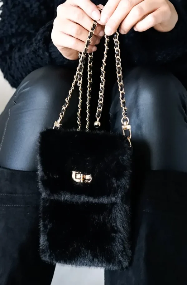 MIXED BRANDS - Mobile Bag Faux Fur 0808 - Black Best