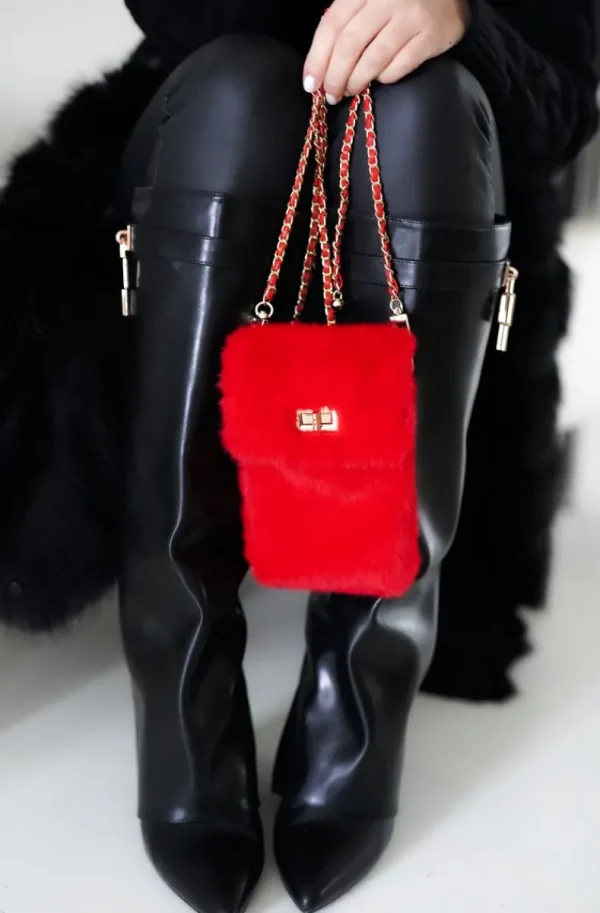 MIXED BRANDS - Mobile Bag Faux Fur 0808 - Red Online