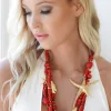 MIXED BRANDS - Necklace large seastar 666-1400 - Red Fashion