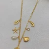 MIXED BRANDS - Necklace with Shells and Pearls DDCO083 - Gold Hot