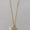 MIXED BRANDS - Necklace with Shell and Pearl DDCO061 - Gold Hot