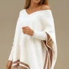 MIXED BRANDS - Poncho Sweater 2388-2013 - Apricot Fashion