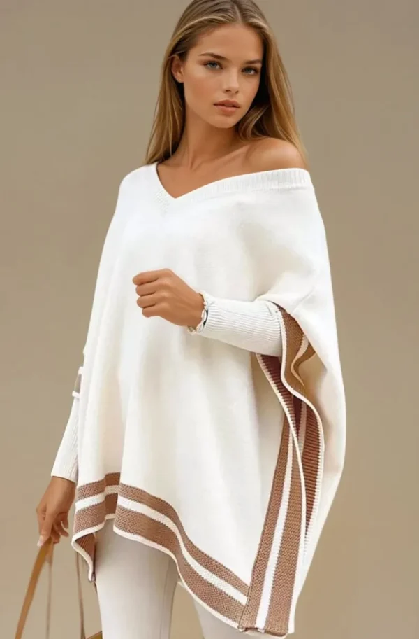 MIXED BRANDS - Poncho Sweater 2388-2013 - Apricot Fashion