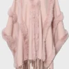 MIXED BRANDS - Poncho with fake fur details F40795 - Pink Sale