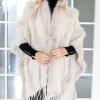 MIXED BRANDS - Poncho with fake fur details F40795 - Beige Clearance