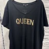 MIXED BRANDS - Queen plus size t-shirt AC509 - Black Sale