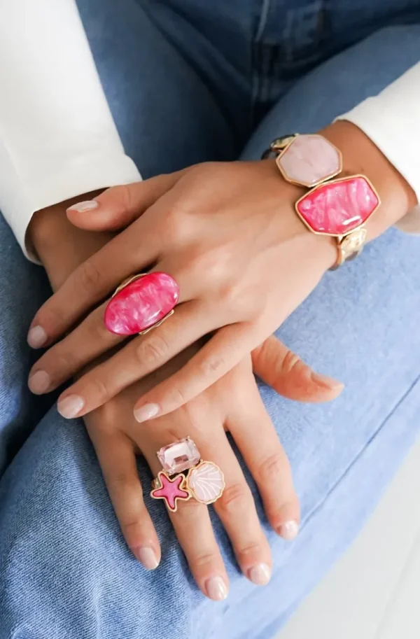 MIXED BRANDS - Ring Seashell Star 512 - Pink New