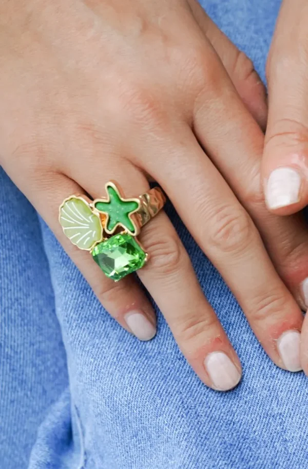 MIXED BRANDS - Ring Seashell Star 512 - Green Discount