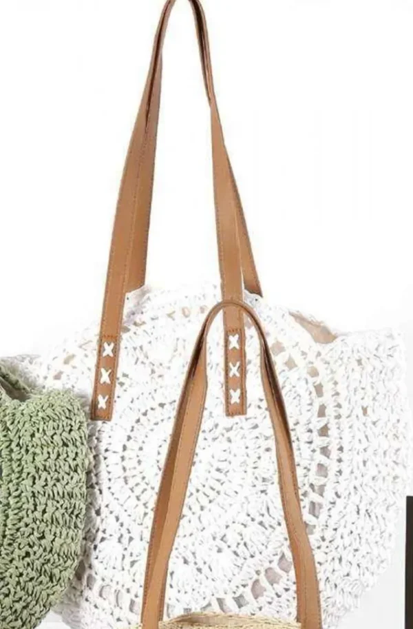 MIXED BRANDS - Round Crochet Bag 1349 - White Clearance