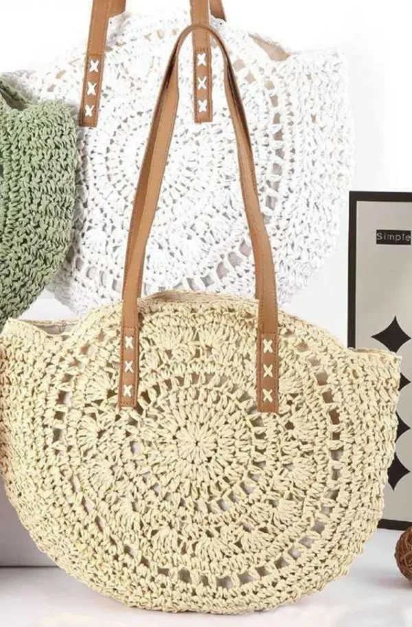 MIXED BRANDS - Round Crochet Bag 1349 - Natural Fashion