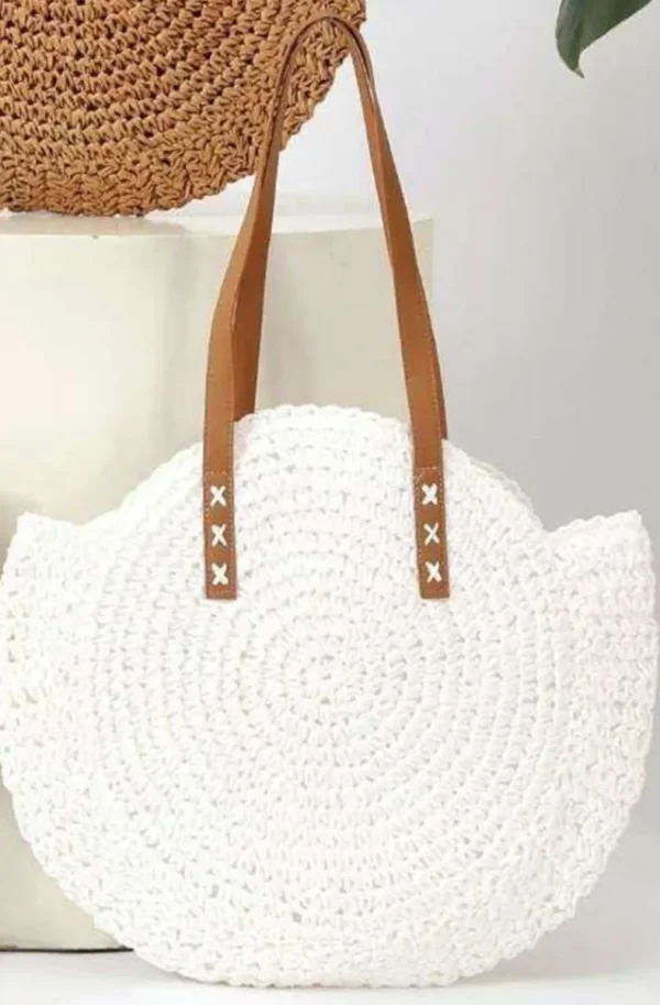 MIXED BRANDS - Round Straw bag 1350 - White Discount