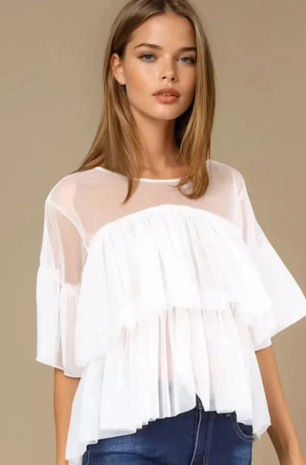 MIXED BRANDS - Ruffle Top 8186-3350 - White Hot