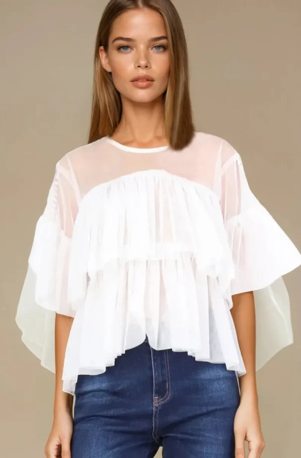 MIXED BRANDS - Ruffle Top 8186-3350 - White Hot