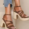 MIXED BRANDS - Sandal with heel H8-922 - Leopard Sale