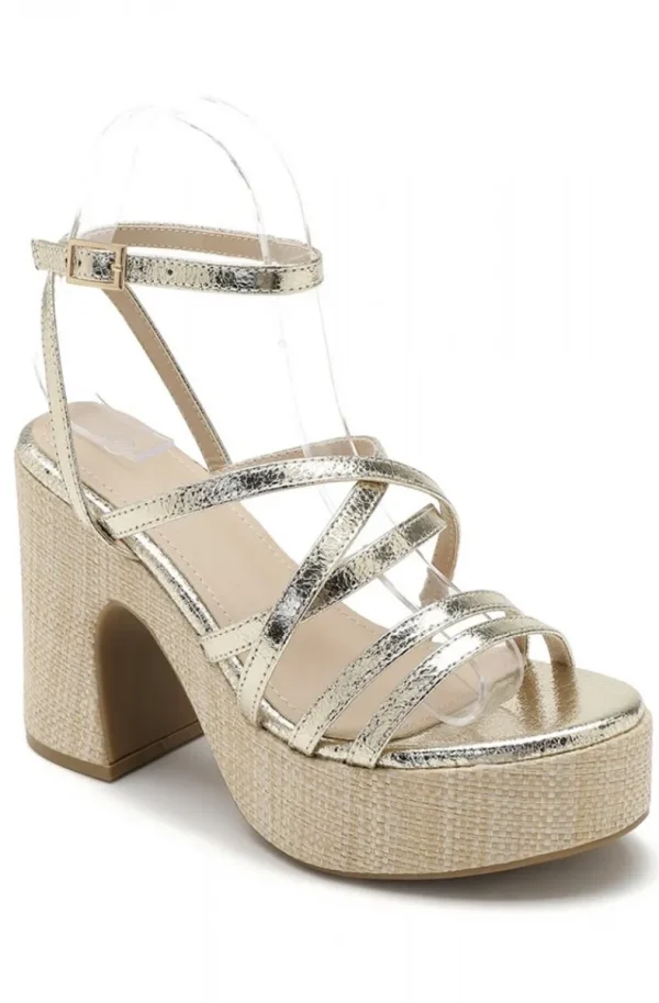 MIXED BRANDS - Sandal with heel H8-922 - Gold Clearance