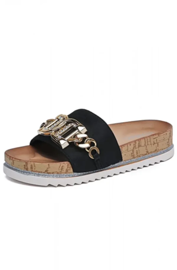 MIXED BRANDS - Sandal with buckle with stones 2332 - Black New