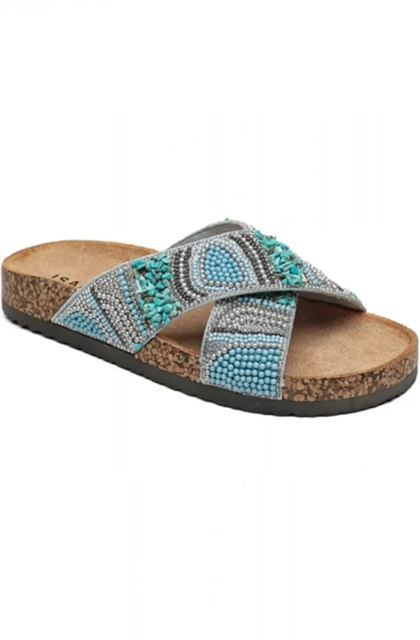 MIXED BRANDS - Sandal with stones 7069 - Blue Best