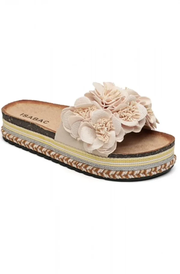 MIXED BRANDS - Sandal with flowers 7078 - Beige Clearance