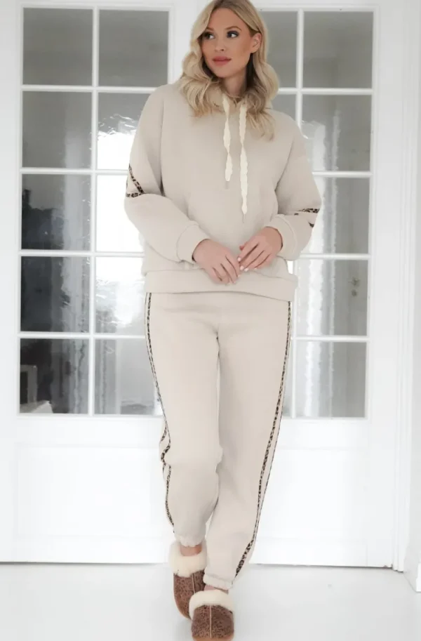 MIXED BRANDS - Set hoodie and sweatpants with leostripe 50210 - Beige Hot