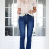 MIXED BRANDS - skinny jeans with gold buttons 10195 - Blue Online