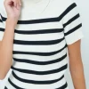 MIXED BRANDS - Striped short sleeve turtleneck 3373 - Beige Online