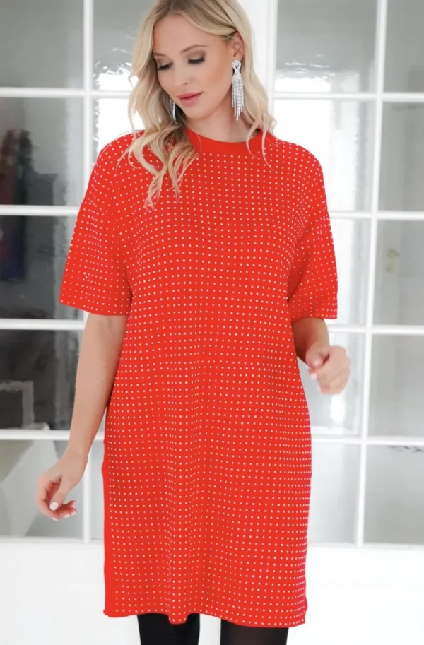 MIXED BRANDS - Studded Dress 8065 - Red New