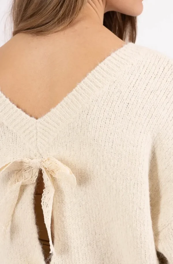 MIXED BRANDS - Sweater Bows Back 2413-2052 - Light Apricot Outlet