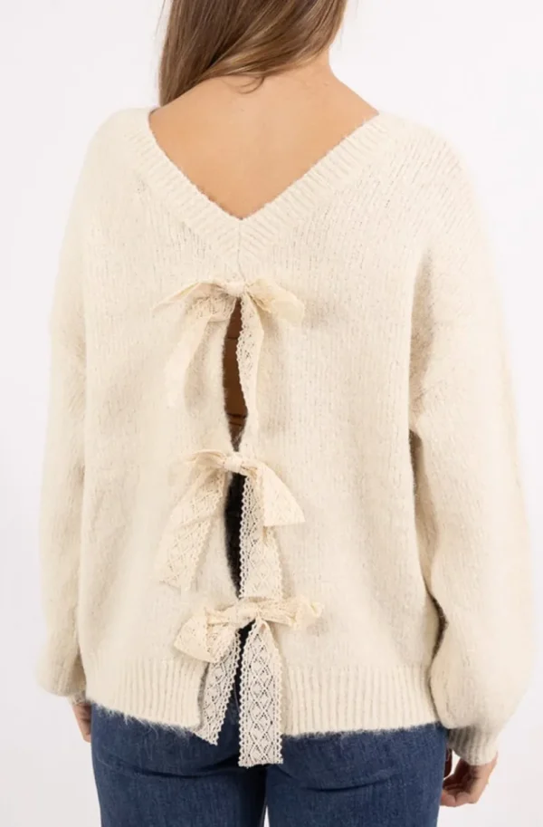 MIXED BRANDS - Sweater Bows Back 2413-2052 - Light Apricot Outlet