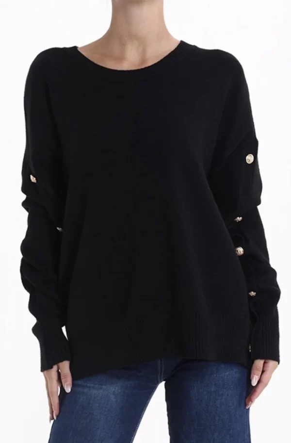 MIXED BRANDS - Sweater with buttons 8026 - Black Fashion